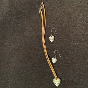 Kay Jewelers Glass Heart Necklace and Earrings